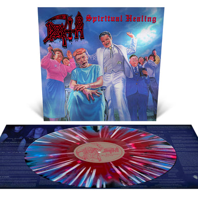 Death Spiritual Healing LP silver foil laminated tri color merge with splatter